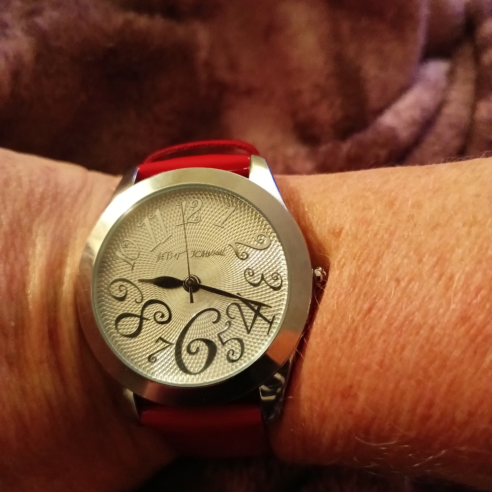 Betsey Johnson Red leather BJ2142 Analog Quartz Ladies Watch